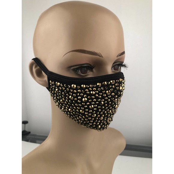 Bling Fashion Party Face Masks Crystal Rhinestone Reusable Cloth Fabric Facemask - Picture 4 of 7